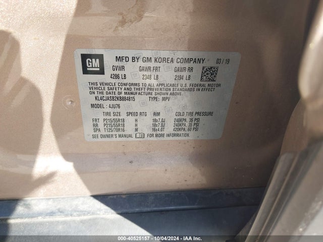 KL4CJASB2KB884815 Buick Encore Fwd Preferred