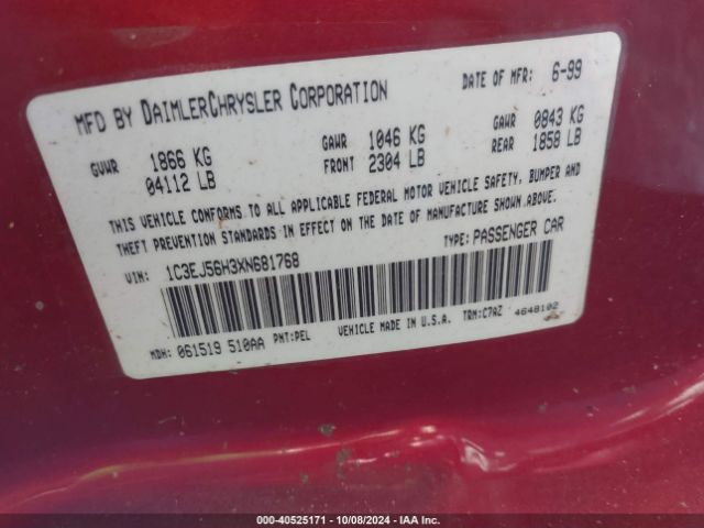1999 CHRYSLER CIRRUS 1C3EJ56H3XN681768 Photo 8