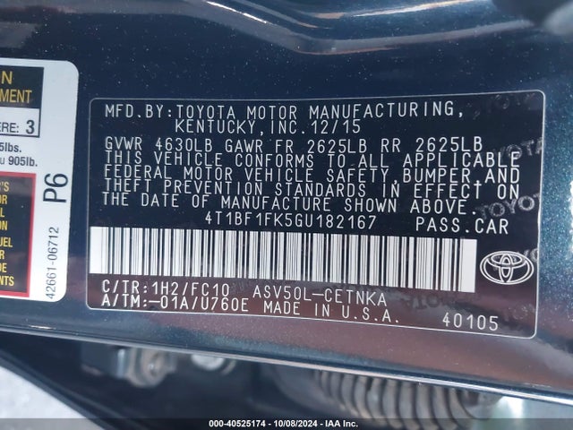 4T1BF1FK5GU182167 Toyota CAMRY LE