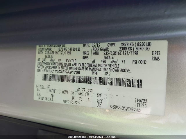 1FMZK1YMXFKA91706 Ford Transit-150 Xlt