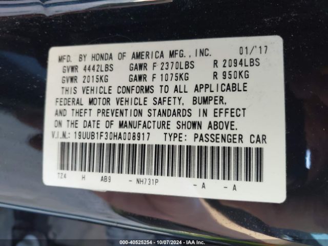 19UUB1F30HA008917 Acura TLX
