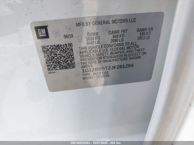 1G1ZB5ST2JF261255 Chevrolet Malibu 1ls