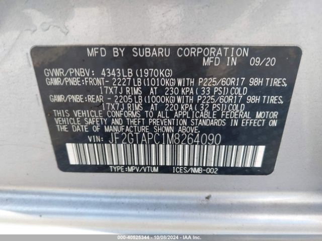 JF2GTAPC1M8264090 Subaru Crosstrek Premium