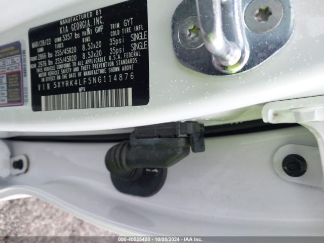 5XYRK4LF5NG114876 KIA Sorento Sx Prestige