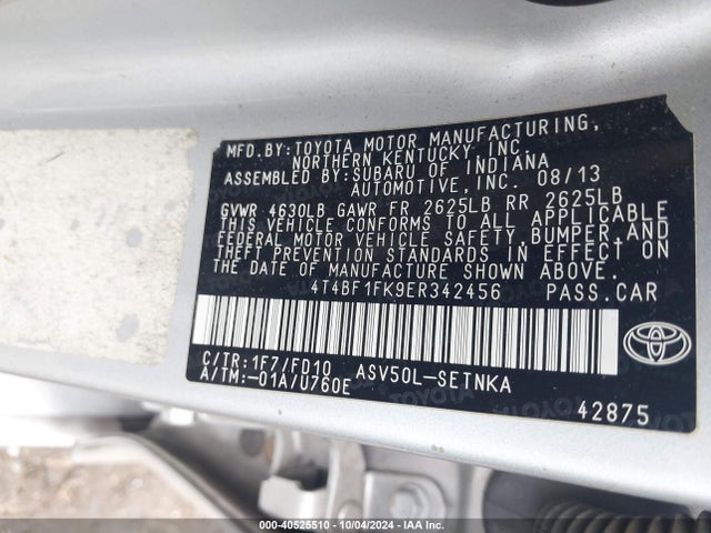 Toyota CAMRY LE 2014 4T4BF1FK9ER342456 Image 9