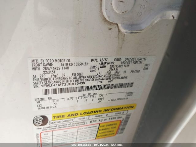 1FMJK1MT2JEA10439 Ford Expedition Max Platinum