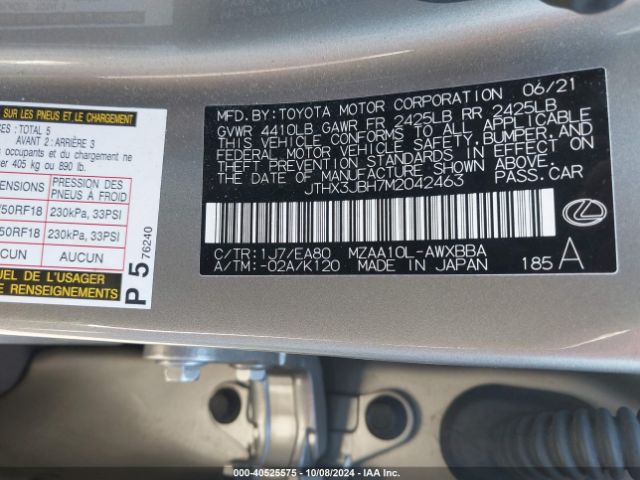 JTHX3JBH7M2042463 Lexus UX 200