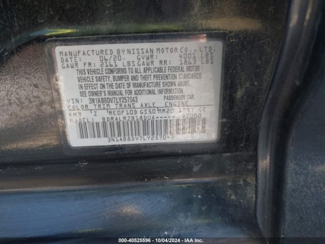 3N1AB8DV7LY257043 Nissan Sentra Sr Xtronic Cvt