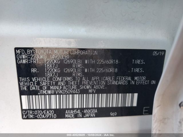 JTMDWRFV9KD509443 Toyota Rav4 Hybrid Limited