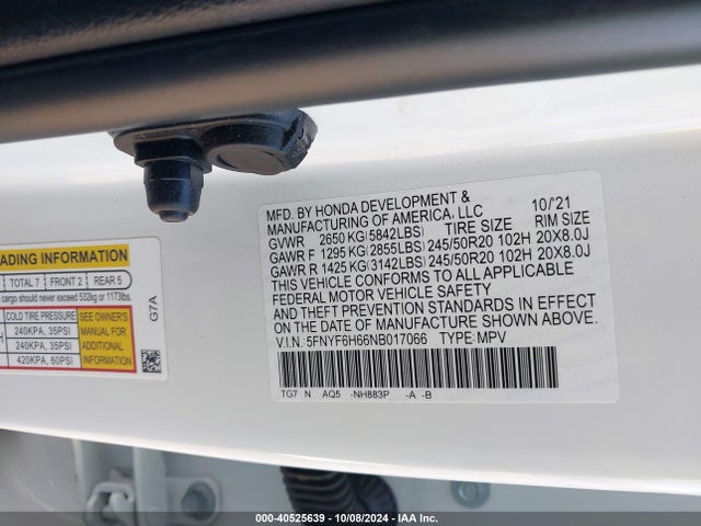 Honda Pilot Awd Touring 7 Passenger 2022 5FNYF6H66NB017066 Image 9