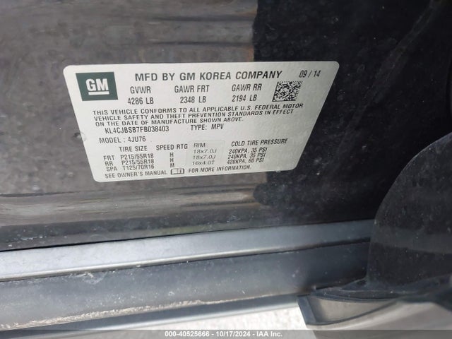 Buick Encore Convenience 2015 KL4CJBSB7FB038403 Image 9