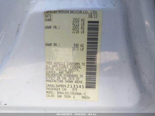 1N4AL3AP8EN213545 Nissan Altima 2.5 S