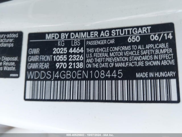 WDDSJ4GB0EN108445 Mercedes-Benz CLA 250 4MATIC