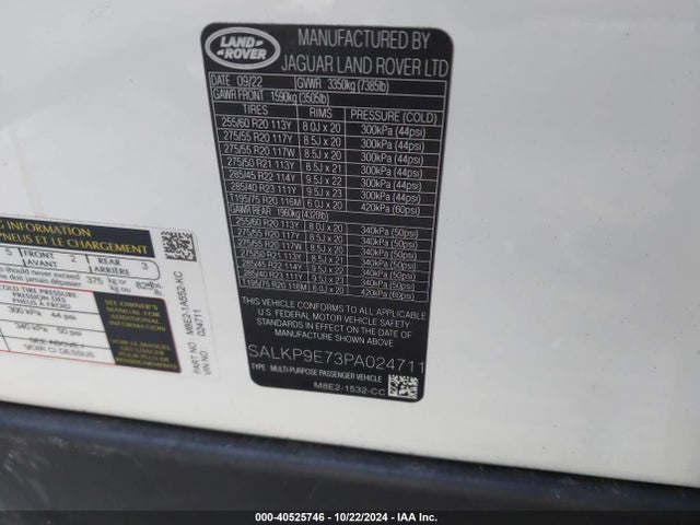 SALKP9E73PA024711 Land Rover Range Rover P530 Se