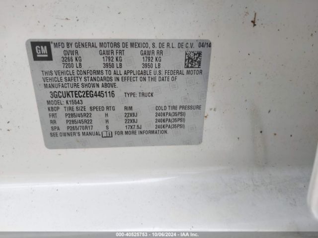 3GCUKTEC2EG445116 Chevrolet Silverado 1500 High Country