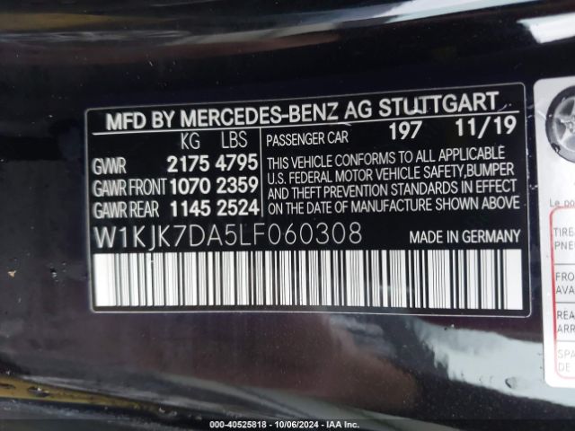 W1KJK7DA5LF060308 Mercedes-Benz SL 550
