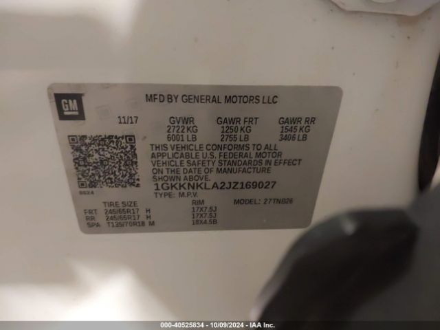 1GKKNKLA2JZ169027 GMC Acadia Sle-1