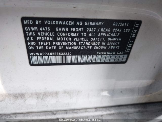 WVWAP7AN5EE532230 Volkswagen Cc 2.0t Sport