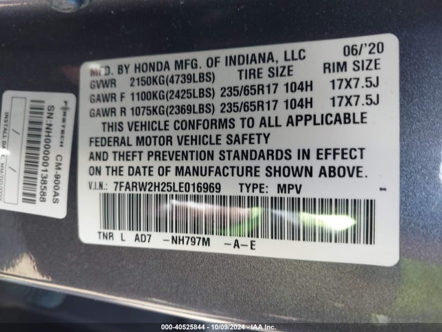 Honda Cr-v Awd Lx 2020 7FARW2H25LE016969 Image 9