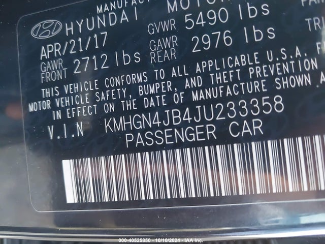 KMHGN4JB4JU233358 Genesis G80 3.3t Sport