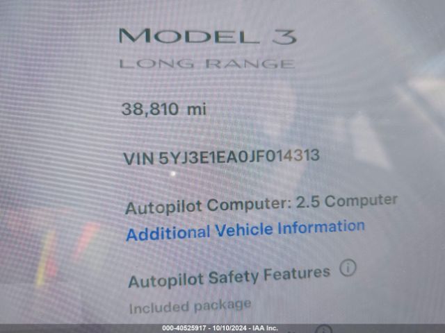 5YJ3E1EA0JF014313 Tesla Model 3 Long Range/mid Range