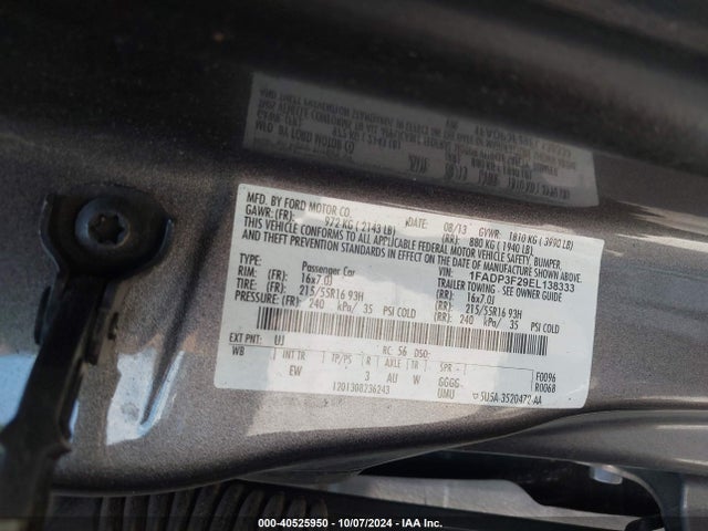 Ford FOCUS SE 2014 1FADP3F29EL138333 Image 9