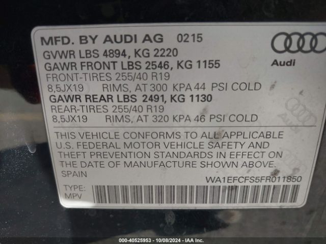 WA1EFCFS5FR011850 Audi Q3 2.0t Premium Plus