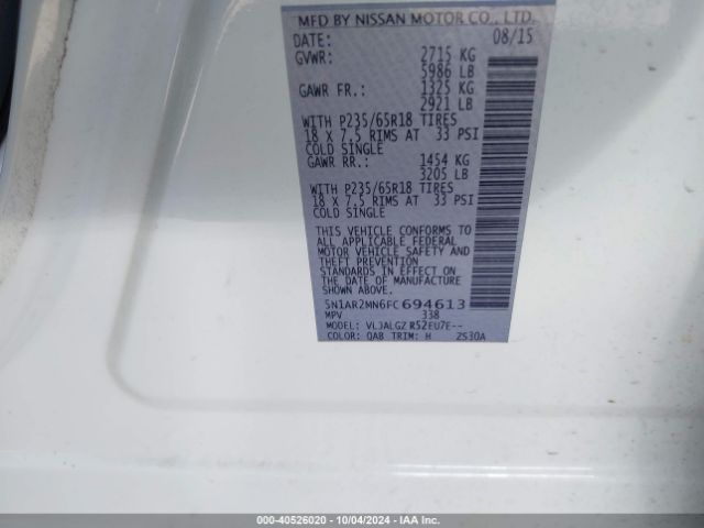 5N1AR2MN6FC694613 Nissan Pathfinder Sl