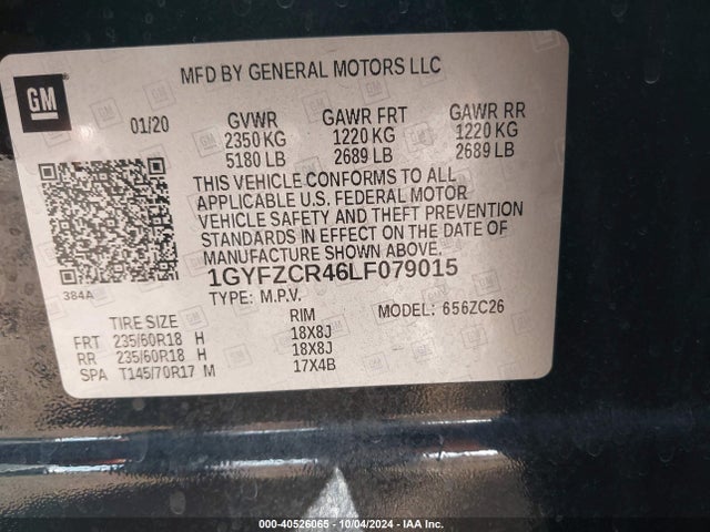 1GYFZCR46LF079015 Cadillac Xt4 Fwd Premium Luxury