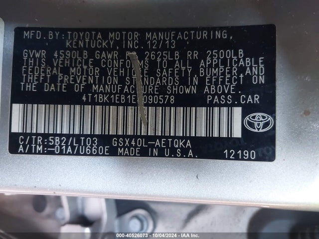 Toyota Avalon 2014 4T1BK1EB1EU090578 Image 9
