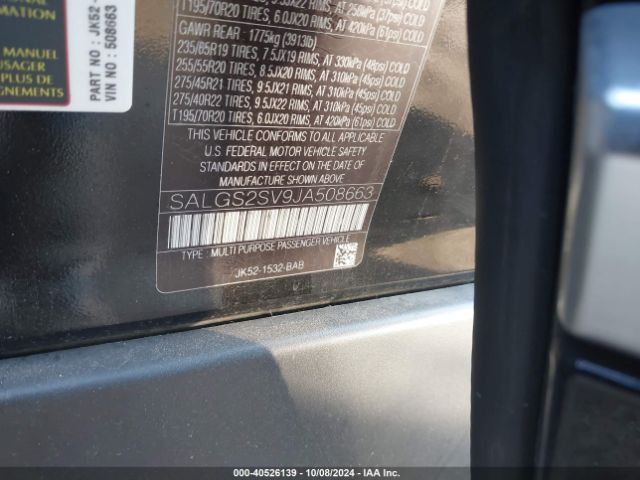 SALGS2SV9JA508663 Land Rover Range Rover 3.0l V6 Supercharged Hse