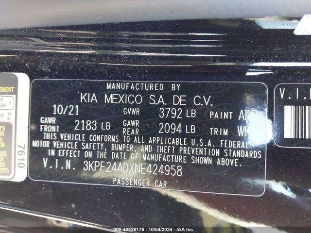KIA Forte Lxs 2022 3KPF24ADXNE424958 Image 9