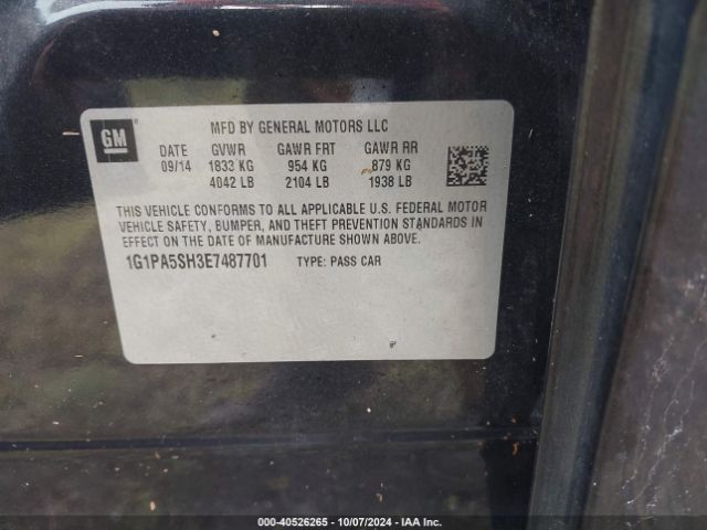 1G1PA5SH3E7487701 Chevrolet Cruze Ls Auto