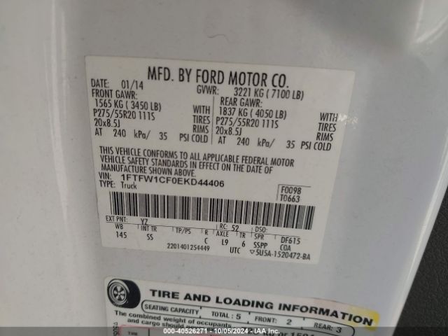 1FTFW1CF0EKD44406 Ford F-150 Stx