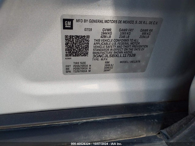 Chevrolet Trax Fwd Lt 2020 3GNCJLSBXLL117528 Image 9