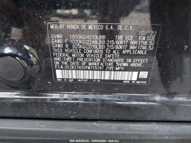 3CZRZ1H32PM715297 Honda Hr-v 2wd Lx