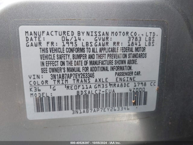 Nissan SENTRA S 2014 3N1AB7AP7EY263346 Image 9