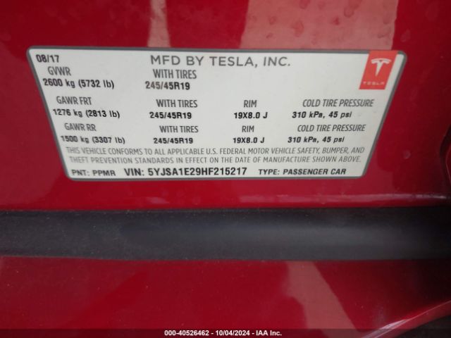 5YJSA1E29HF215217 Tesla Model S 100d/60d/75d/90d/p100d