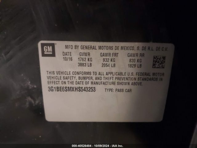 3G1BE6SMXHS543253 Chevrolet Cruze Lt Auto