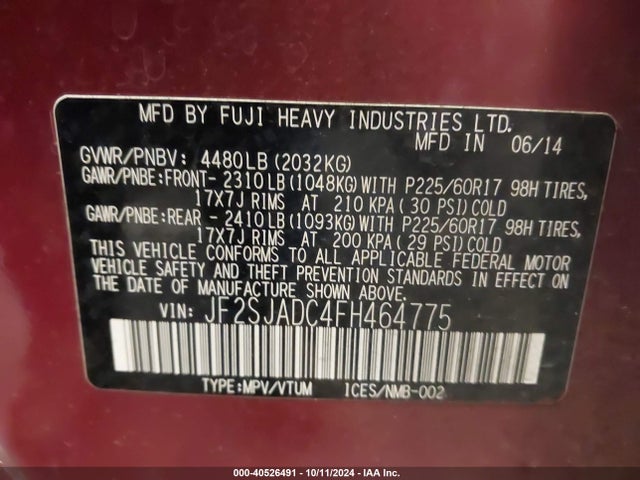 JF2SJADC4FH464775 Subaru Forester 2.5i Premium
