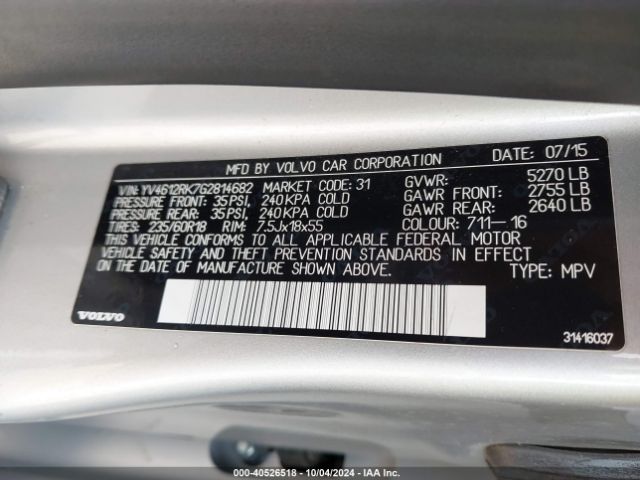 YV4612RK7G2814682 Volvo Xc60 T5 Premier