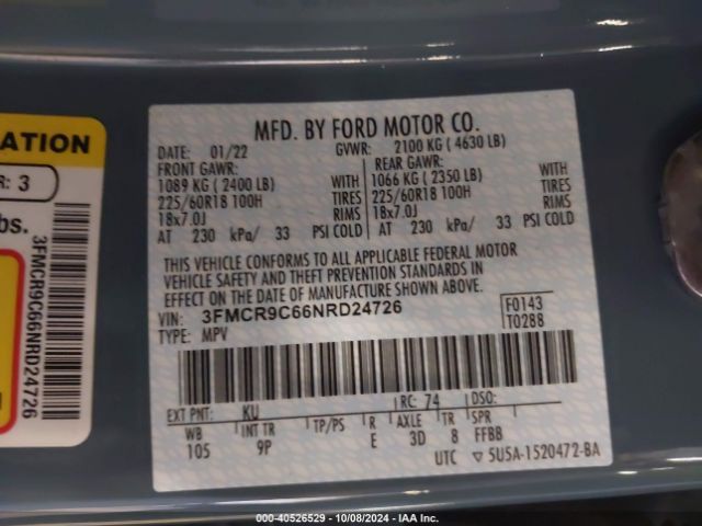 3FMCR9C66NRD24726 Ford Bronco Sport Outer Banks