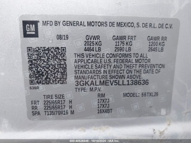 3GKALMEV5LL138636 GMC Terrain Fwd Sle