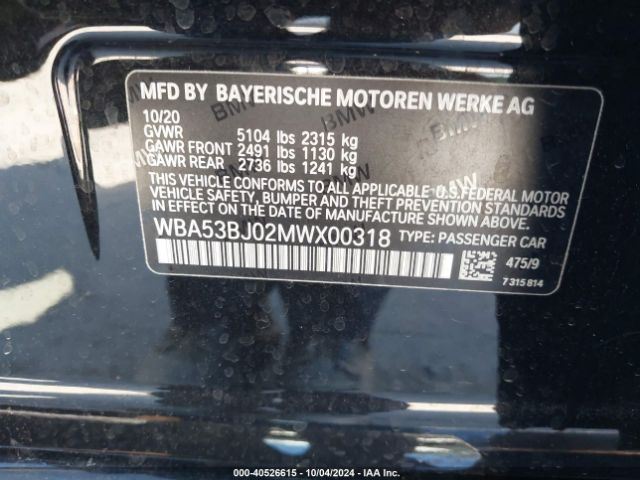 WBA53BJ02MWX00318 BMW 540I