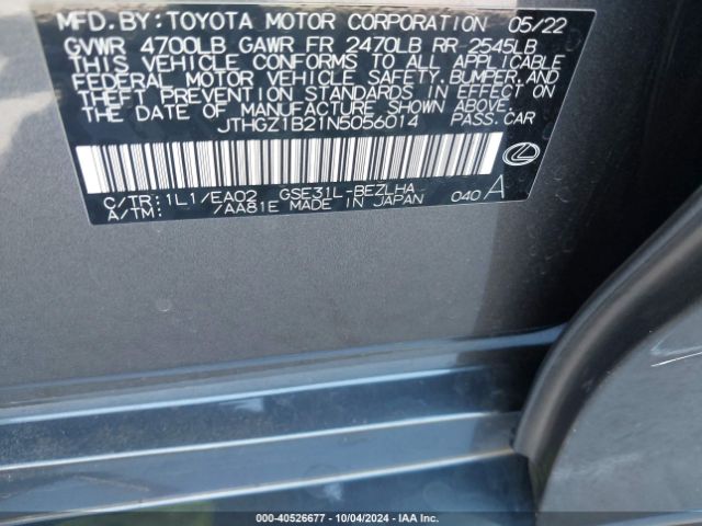 JTHGZ1B21N5056014 Lexus Is 350 F Sport