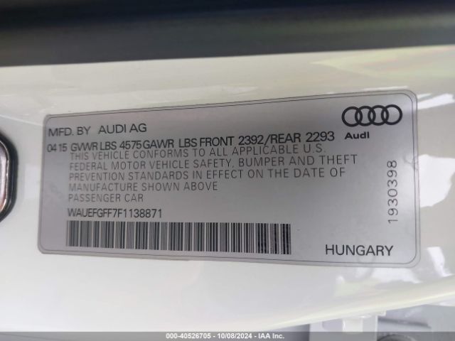 WAUEFGFF7F1138871 Audi A3 2.0t Premium