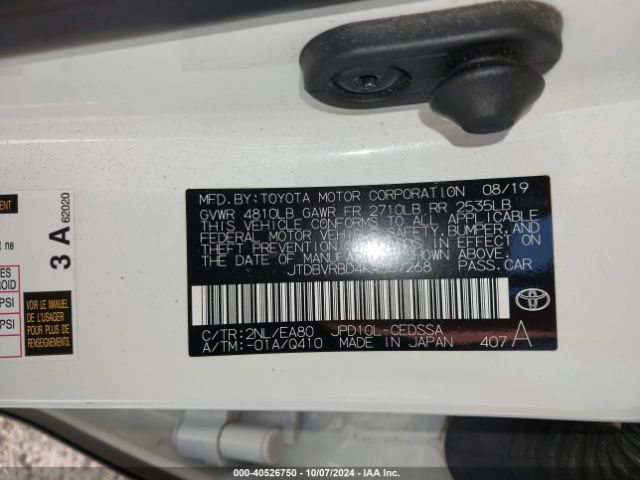 JTDBVRBD4KA007268 Toyota Mirai