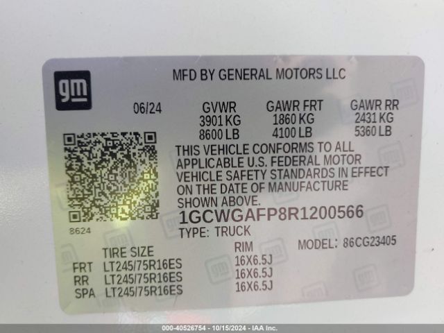 1GCWGAFP8R1200566 Chevrolet Express Cargo Rwd 2500 Regular Wheelbase Wt