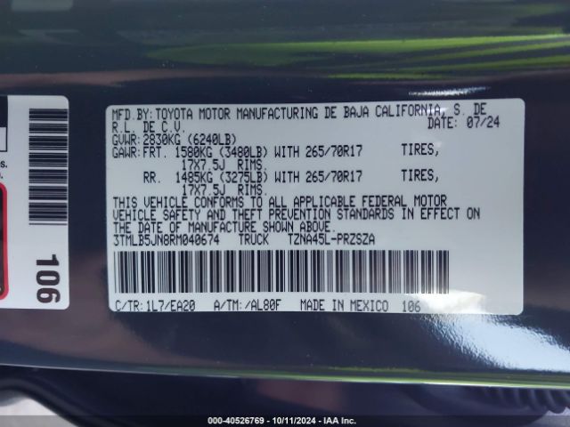 3TMLB5JN8RM040674 Toyota Tacoma Trd Off Road