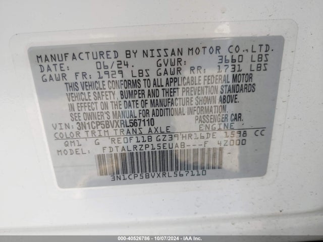 Nissan Kicks S Xtronic Cvt 2024 3N1CP5BVXRL567110 Image 9